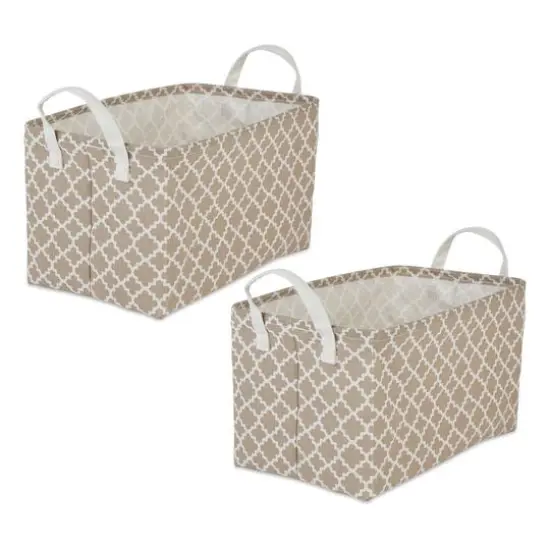 DII&reg; Large Lattice PE-Coated Cotton Polyester Laundry Bin, 2ct. Stone {1}