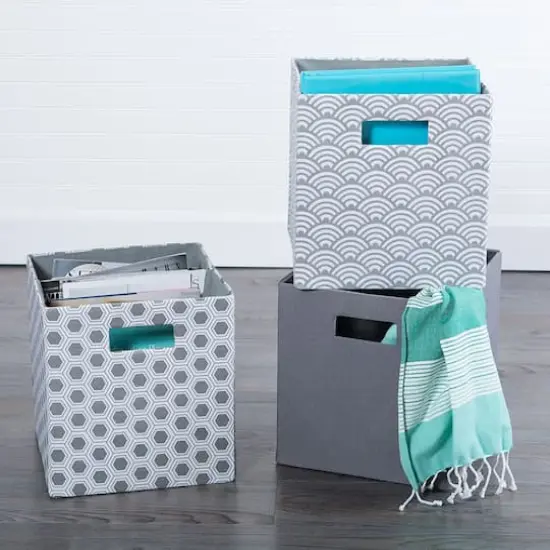 DII&reg; 11" Polyester Solid Storage Cube Gray {5}