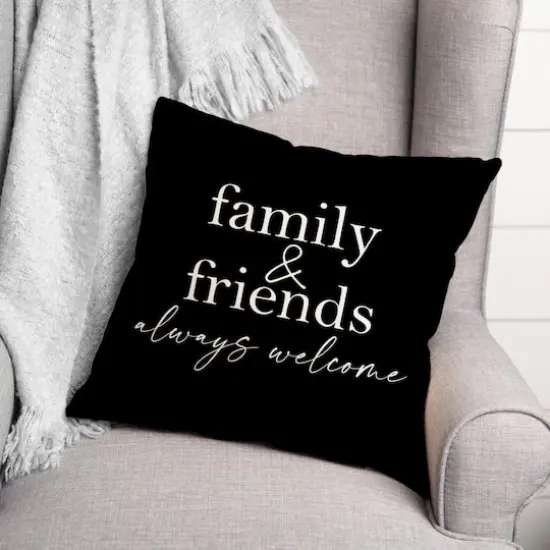 18" Family & Friends Indoor/Outdoor Pillow Black {3}