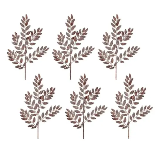 26.5" Glittered Leaf Sprays, 6ct. Bronze {1}
