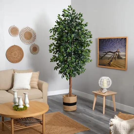 8ft. Ficus Artificial Tree in Handmade Natural Cotton Planter {5}