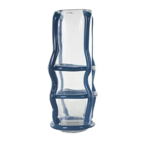 Blue Recycled Glass Vase with Glass Framing {8}