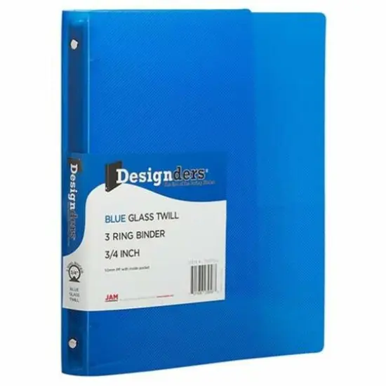 JAM Paper 3/4" Glass Twill Plastic 3-Ring Binders, 4ct. Blue {1}