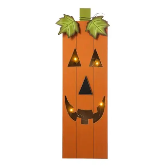 Glitzhome® 30" Lighted Halloween Wooden Pumpkin Porch Décor with Timer {10}