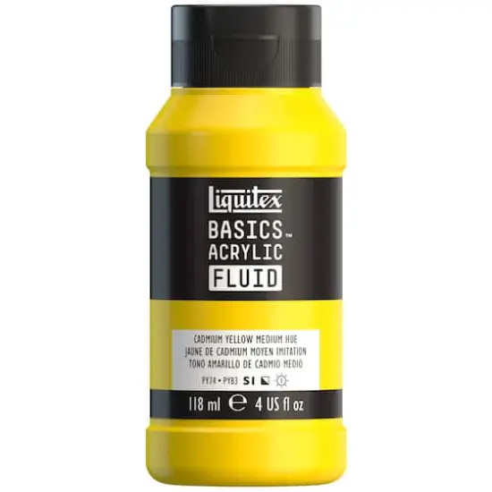 Liquitex&reg; BASICS&reg; Acrylic Fluid, 4oz. Cadmium Yellow Medium Hue {1}