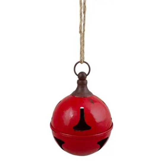 7" Red Metal Jingle Bell Hanging Christmas Decoration {7}