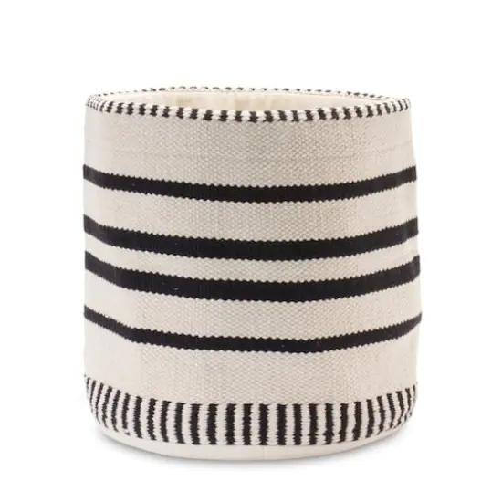 Black & White Striped Woven Cotton Basket Set {4}