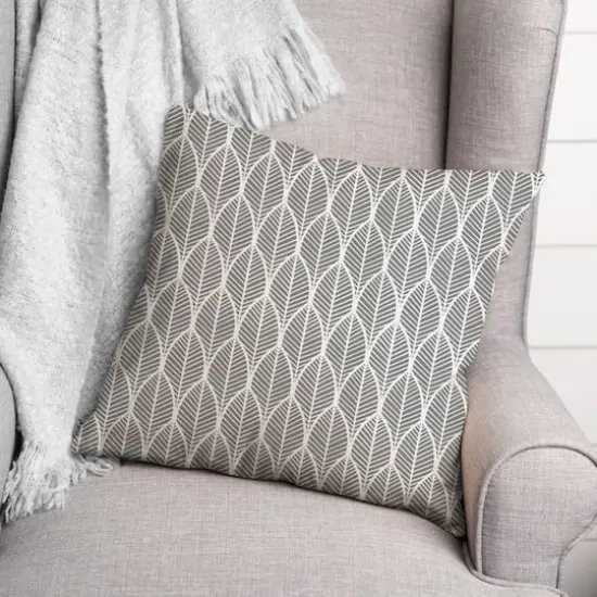 Leaf Pattern Indoor/Outdoor Throw Pillow Gray {3}