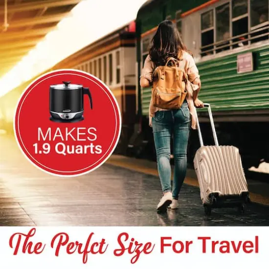 Brentwood 1.9qt. 600-Watt Stainless Steel Cordless Electric Hot Pot Cooker & Food Steamer With Swivel Base {10}