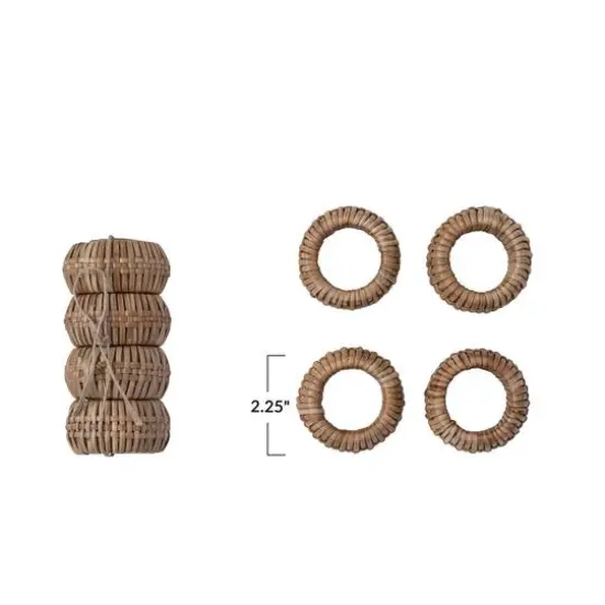 Hello Honey&reg; Natural Handwoven Rattan Napkin Rings Set {1}