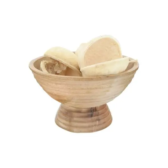 Hello Honey&reg; 9.75" Ridged Mango Wood Footed Bowl Brown {5}