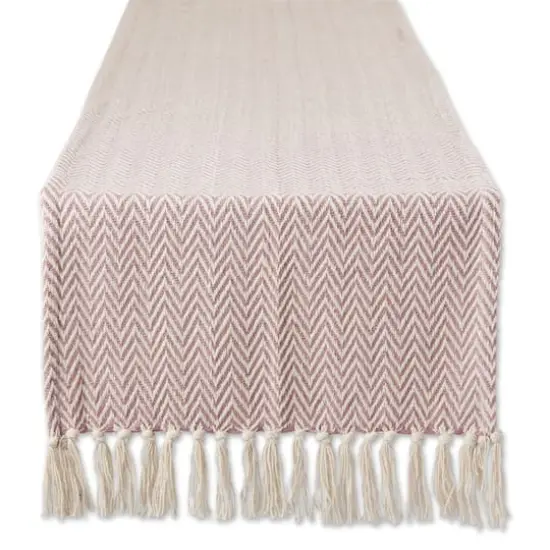 DII&reg; 108" Handloom Chevron Table Runner Pale Mauve {1}