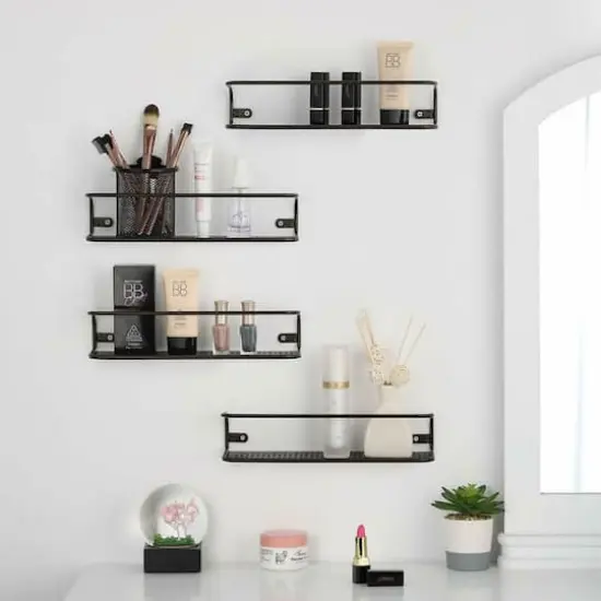 NEX&trade; Brown Wall-Mount Metal Spice Racks with Guard Rail, 4ct. {7}