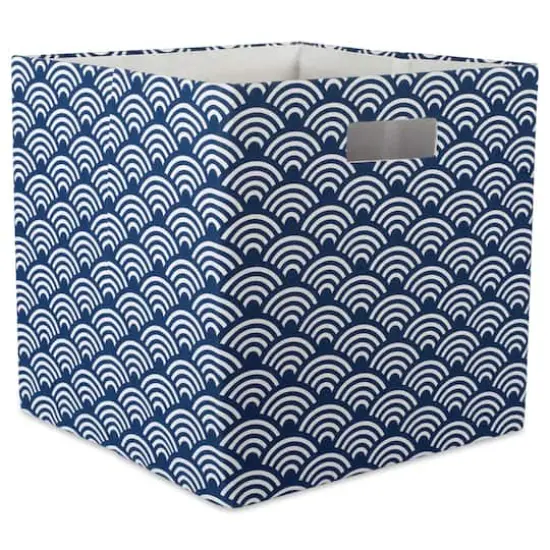 DII&reg; 13" Polyester Waves Storage Cube Nautical Blue {1}