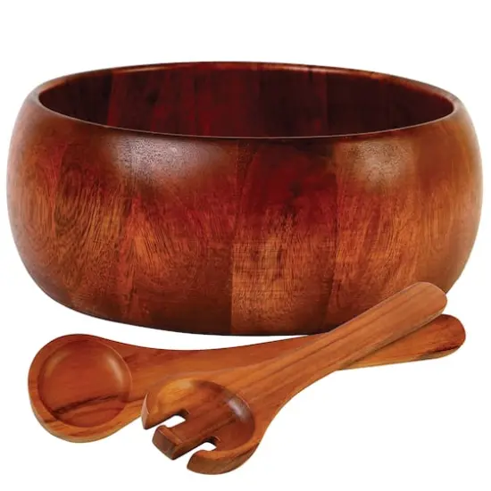 Gibson Home Laroda 3-Piece Brown Wood Salad Bowl Set {5}