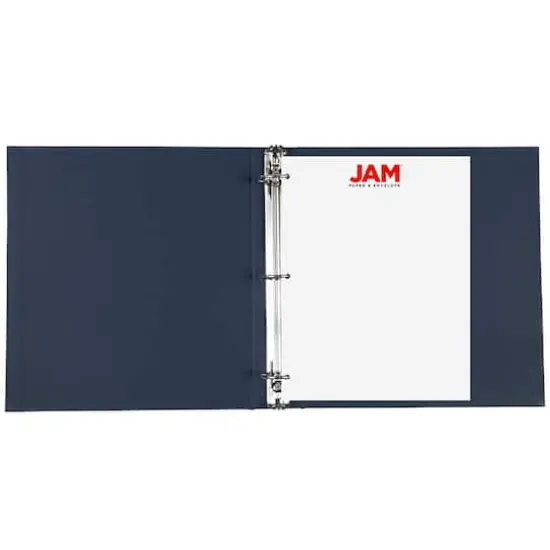 JAM Paper 1.5" Navy Blue Premium Linen Textured 3 Ring Binder {5}