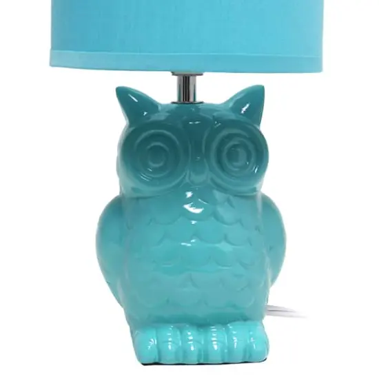 Simple Designs 13" Ceramic Owl Table Lamp Blue {10}