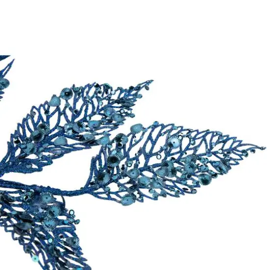 Glittered Blue Fern Christmas Spray {7}