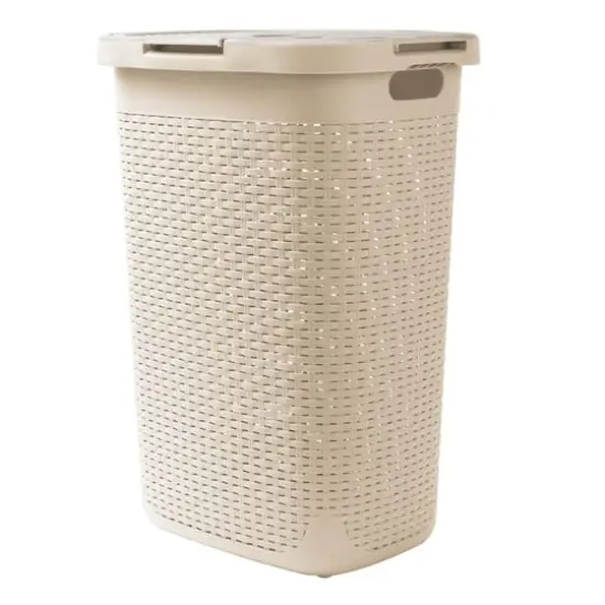 Mind Reader 60L Hamper Laundry Basket with Cutout Handles Ivory {1}