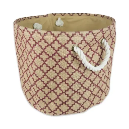 DII&reg; 9" Lattice Round Burlap Bin Wine {1}