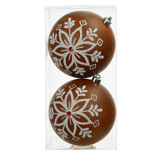 2 Pack 4.7" Gingerbread Snowflake Shatterproof Ball Ornaments by Ashland&reg; {3}