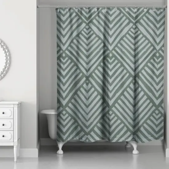 Watercolor Diamond Shower Curtain Emerald {3}