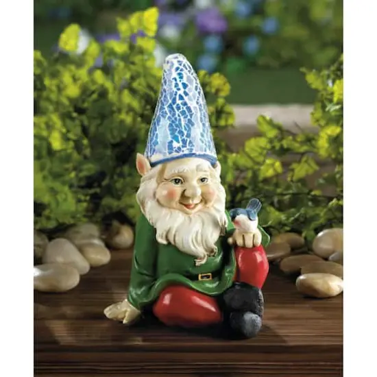7" Cheery Gnome Solar Statue {4}