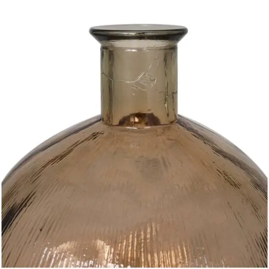 17" Brown Ribbed Spanish Bottle Recycled Glass Vase {7}
