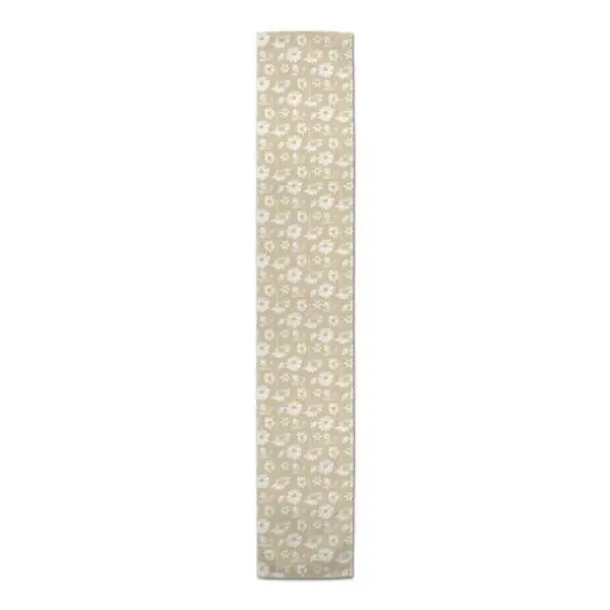 7.5ft. Tan & White Florals Cotton Twill Table Runner {4}