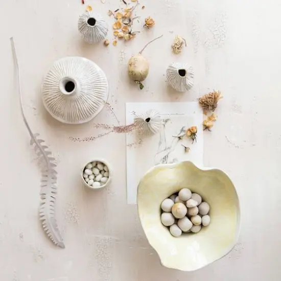 Hello Honey&reg; 7" Long Cream Stoneware Vase {6}