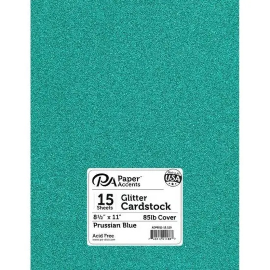 PA Paper&trade; Accents Glitter 8.5" x 11" Cardstock, 15 Sheets Prussian Blue {1}