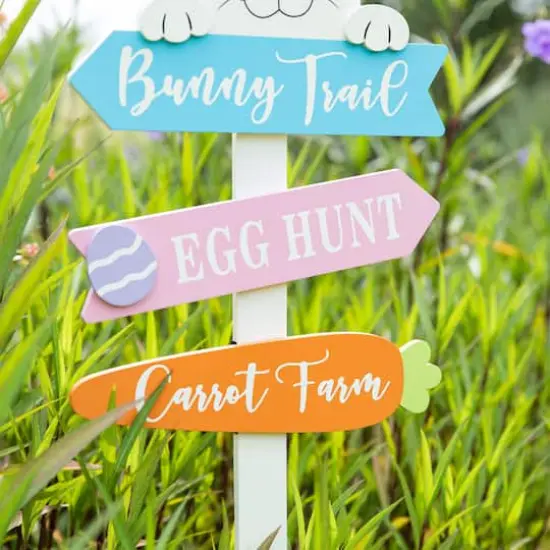 Glitzhome&reg; 36" Wooden Easter Bunny Yard Stake {4}