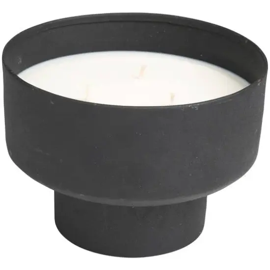 White Wax Campfire Scented Candle with Elevated Matte Black Container {6}