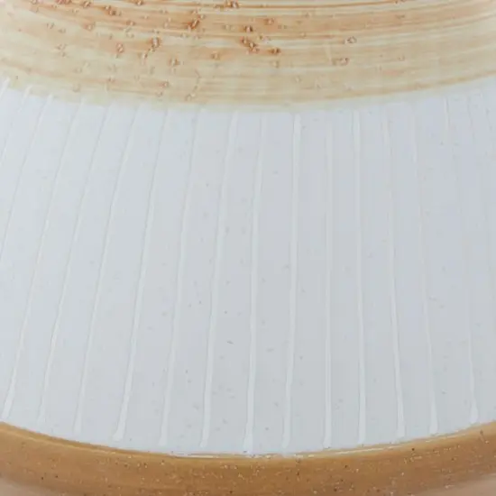 Tan Ceramic Coastal Style Vase, 10" x 7" x 7" {4}