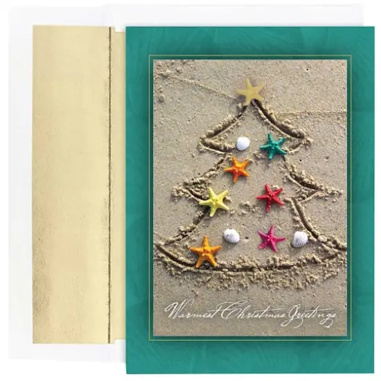 JAM Paper Sand Tree Christmas Cards Set, 18ct. {1}