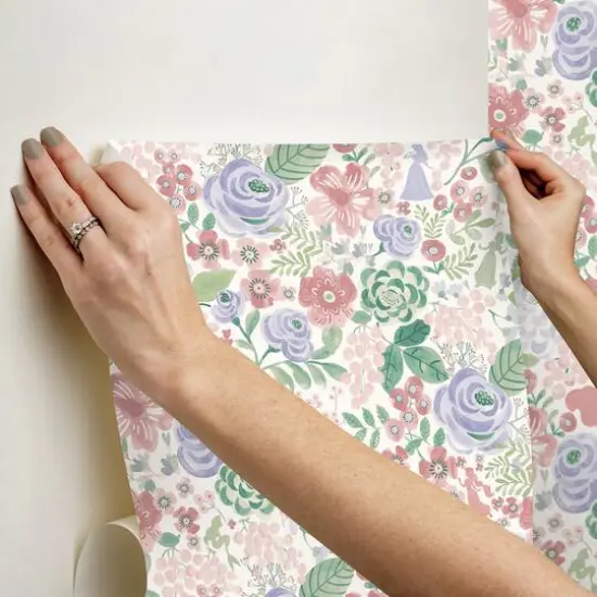 RoomMates Disney® Princess Watercolor Floral Peel & Stick Wallpaper Purple {7}