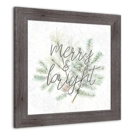 16" Merry & Bright Western Gray Framed Print {3}
