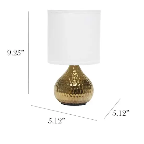 Simple Designs Hammered Gold Table Lamp White {6}