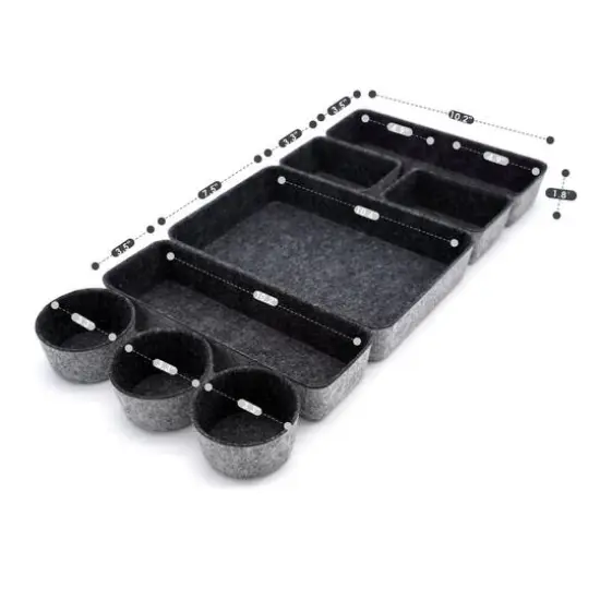 Welaxy 8 Piece Felt Round Cups & Trays Drawer Organizer Set Charcoal {5}