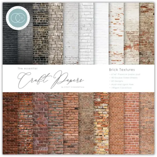 Craft Consortium Double-Sided Paper Pad 6" x 6" 40 ct. Brick Textures, 20 Designs {1}