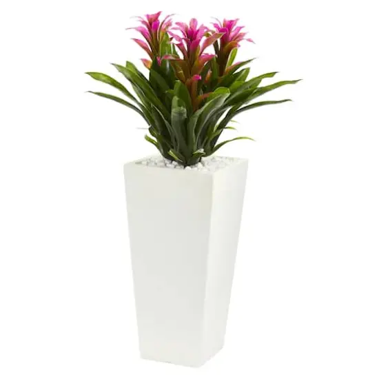 2ft. Triple Bromeliad Plant in White Tower Planter {1}