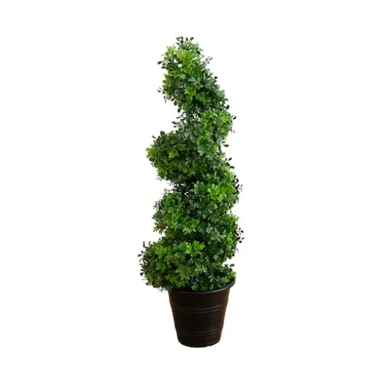 3ft. UV-Resistant Boxwood Spiral Topiary Artificial Tree in Decorative Planter {1}