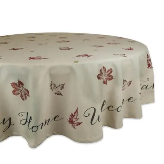 DII&reg; 70" Rustic Leaves Print Round Tablecloth {1}