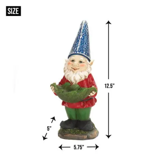 12.5" Bird Feeder Gnome Solar Statue {4}