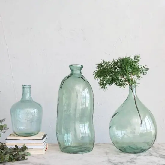 Hello Honey&reg; 16.5" Clear Embossed Reclaimed Glass Olive Oil Bottle {4}