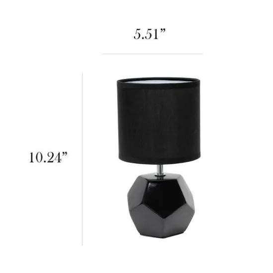 Simple Designs Round Prism Mini Table Lamp Black {6}