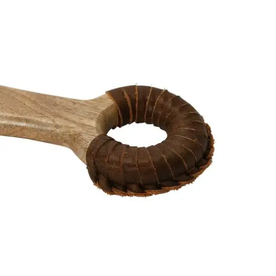 Hello Honey&reg; Mango Wood Cutting Board with Braided Leather Handle {6}