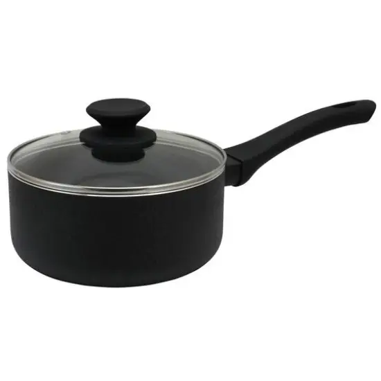 Oster Ashford 2qt. Black Aluminum Nonstick Sauce Pan With Tempered Glass Lid {1}