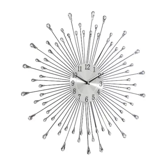 Silver Metal Modern Wall Clock, 23" x 23" x 2" {3}