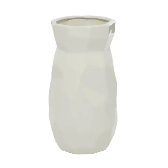 CosmoLiving by Cosmopolitan White Ceramic Modern Vase, 12" x 6" x 6" {3}